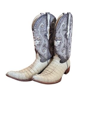 El General 7 RARE Alligator Western Cowboy Boots Pointed Toe